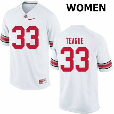 Women's Ohio State Buckeyes #33 Master Teague White Nike NCAA College Football Jersey OG PIR4544QA